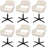 Hhg - 6er-set Esszimmerstuhl 501 Iv, Stuhl Küchenstuhl, Retro Höhenverstellbar Drehmechanismus Kunstleder Creme, Fuß Schwarz