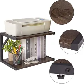 IBUYKE 2-stöckiger Desktop-Druckerständer Dunkelgrau Organizer Bücherregal inkl. Montageanleitung - Dunkelgrau/Schwarz