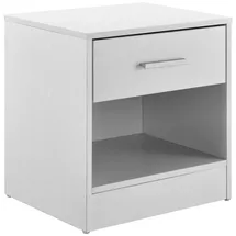 [en.casa] Eleganter Nachttisch mit Schublade und Ablagefach Nachtschrank Weiß Schubladentisch Nachtkommode