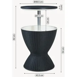 casa.pro Atessa Gartentisch 58 x 49 x 58 cm Rattanoptik Schwarz