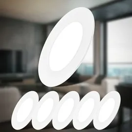 B.K.Licht Einbaustrahler 6er Set (230V) flach neutralweiß 3W 330lm Kunststoff 90x28mm
