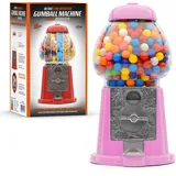 CKB LTD Große Kaugummi-Maschine, Retro-Süßigkeitenspender, Aufbewahrung, Sparschwein, Münzbedienung, Spardose, H28 cm (große Größe 28 x 15,3 x 16,5 cm) (Rosa)