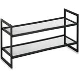 Zeller Schuhregal mit 2 Ablagen Stapelbar Metall 36 cm x 24 cm x 70 cm Schwarz