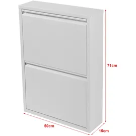 [en.casa] Sokndal 50 x 71 x 15 cm Schuhkipper Metall / weiß