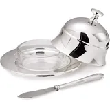 Edzard Butterglocke, Kaviarschale Epe (ø 11 cm) aus Silber & Glas - Butterdose & Buttermesser - Schale für Kaviar, Dose, Box für Butter - Butterdose mit Deckel, Aufbewahrung mit Deckel