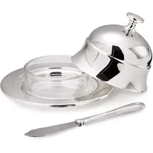 Edzard Butterglocke, Kaviarschale Epe (ø 11 cm) aus Silber & Glas - Butterdose & Buttermesser - Schale für Kaviar, Dose, Box für Butter - Butterdose mit Deckel, Aufbewahrung mit Deckel