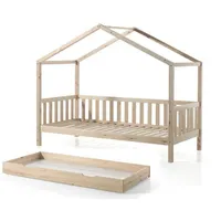 58 aufm Kessel Hausbett Kapua 210x97x170 Kinderbett Spielbett Massivholz Natur