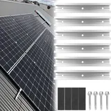 Sorlpv Solarmodul Halterung Flachdach Montagesystem, 6 Stück 12CM Alu Photovoltaik Montageschiene Befestigung Solarmodul, Balkonkraftwerk Halterung für Flachdach Blechdach Trapezdach