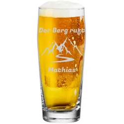 Willi Becher Bierglas Helles-Glas 0,5 l mit Eichung - Berg Motiv