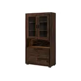 Massivmoebel24 Vitrine Akazie 98 x 40 x 180 cm Dunkelbraun