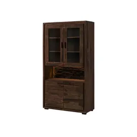 Massivmoebel24 Vitrine Akazie 98 x 40 x 180 cm Dunkelbraun