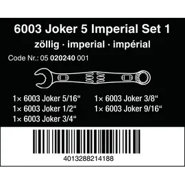 WERA Joker 5 Imperial Set 1 Ringmaulschlüssel-Satz 5-tlg.