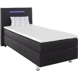 Collection AB Boxspringbett COLLECTION AB "London, inklusive Topper und Kissen, mit LED-Beleuchtung", schwarz (schwarz, weiß), B:100cm L:206cm, Komplettbetten, Boxspringbett, Boxspringbett erhältlich in 90cmx200cm, 140cmx200cm & 180cmx200cm