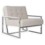 s-style möbel Loungesessel mit Silber, Füßen aus Bouclé-Stoff, B/T/H: 84 cm/ 89 cm/ 81 cm - Beige