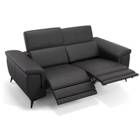 Sofanella 2-Sitzer Leder Amaro, Relaxsofa, Designsofa, Designer Couch, Italienisches Sofa, 2er Sofa schwarz