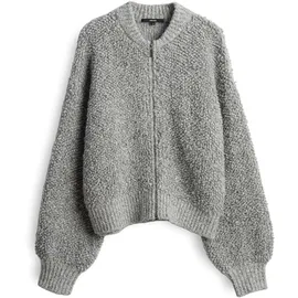 Someday Damen Strickjacke | TILARA Loose Voluminöse Blousonjacke aus Bouclégarn Hazy Fog Melange, 40 - 40