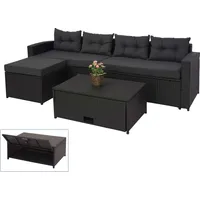 MCW Poly-Rattan Garnitur MCW-J34, Balkon-/Garten-/Lounge-Set Sitzgruppe Sofa, Staufach ~