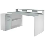 VCM GamerBüro Büromöbel Gamer, 1 Tür, 1 Schublade, 2 Offene Fächer weiß , grau.