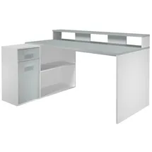 VCM GamerBüro Büromöbel Gamer, 1 Tür, 1 Schublade, 2 Offene Fächer weiß , grau.