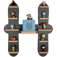 MR TEDDY BEAR Kinderregal Buchstabe H | Holzregal für Toniebox und Tonies | Tonie-Regal hergestellt in der EU | Wandregal zum Spielen und Sammeln | Für Mädchen und Jungen | im H Design in Anthrazit