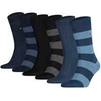TOMMY HILFIGER Herren Socken, 6er Pack - Rugby Sock 6P ECOM, gestreift Blau 43-46