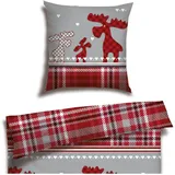 SCHIESSER Bettwäscheset Salous - Feinbiber - 2-teilig - 135 x 200 cm - Rot