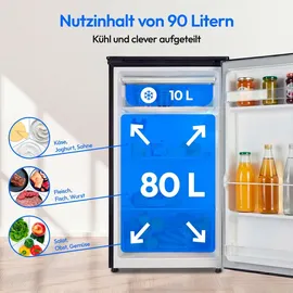 Medion LIFE MD 37690 Kühlschrank (90 l, 850 mm hoch, Grau)