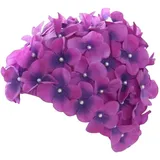 JISADER Badekappe Damen mit Blumen, Modisch Bademütze Atmungsaktiv, Handgemachte Einzigartige Blütenblatt-Badekappen Wiederverwendbar, Schnell Trocken Schwimmen Cap für Lange und Kurze Haare, Violett