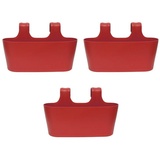 ENGELLAND® ENGELLAND 3 x Blumenkasten zum Auf-Hängen, Farbe: Rot, Blumentopf, oval, Balkon, Übertopf, Pflanzkasten, mit Wasserspeicher/Wasserauffangschale