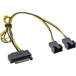 InLine SATA Strom-Y-Kabel - SATA Buchse an 2x Lüfter (2pol) Stecker - 0,30m