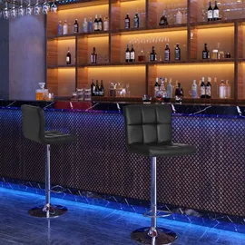 Songmics Barhocker 2er Set höhenverstellbar drehbar Kunstleder Schwarz