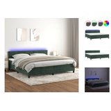 vidaXL Boxspringbett mit Matratze & LED Dunkelgrün 200x200 cm Samt