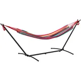 Freistehende Hängematte Mit Gestell, Höhenverstellbar Und Tragetasche, 310 X 117 X 105 Cm, Rot