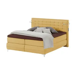 Gallery M Boxspringbett  Dubai ¦ gelb ¦ Maße (cm): B: 217 H: 124