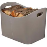 Relaxdays Holzkorb Kunstleder 53,5 x 36 x 41 cm Grau