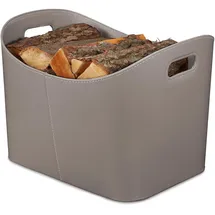 Relaxdays Holzkorb Kunstleder 53,5 x 36 x 41 cm Grau