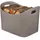 Relaxdays Holzkorb Kunstleder 53,5 x 36 x 41 cm Grau