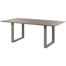Massivmoebel24 Akazie 180 x 76 x 90 cm grau lackiert/silber