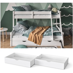 VitaliSpa Bettschublade Schubladenbett Aufbewahrung Everest Weiß 98x20 modern Rollschublade Kinderzimmer Bett Zubehör Spielzeug Ablage Kiefer Massivholz Kinderbett Spielturmbett