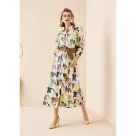 Madeleine Hemdblusenkleid Ethno-Muster Weiß 42