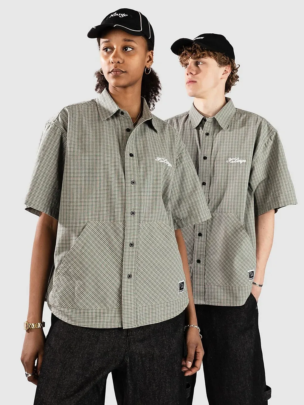 XLARGE Check Double Hemd green Gr. M