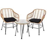 OUTLIV. Gartenmöbel-Set 3-teilig Stahl/Geflecht Schwarz