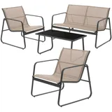 ML-Design Gartenmöbel Set 4-tlg, Taupe, aus Stahl und Textil