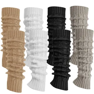 Rbleote 4 Paar Stulpen Damen,Winterlicher Lockerer Strick Stulpen,Warm Und Kuschelig Beinstulpen,Stilvoll Und Vielseitig,Perfekt Für Winter,Frühling Und Herbst
