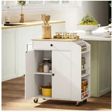Homcom Kücheninsel mit Arbeitsplatte, Spanplatte MDF Weiß 82L x 38B x 86,5H cm-Weiß | Gr.: onesize