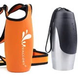 VIVAGLORY 750 ml Edelstahl Trinkflasche für Hunde & Neopren Flaschenträger Kombination, Hundetrinkflasche und Wasserflaschenhalter, Ideal für Wandern, Reisen mit Haustieren