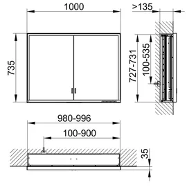 Keuco Royal Lumos Wandeinbau 100 cm silber eloxiert
