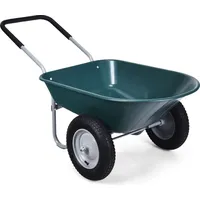 Costway Schubkarre mit 2 Räder, Schiebkarre 100kg Tragkraft, Garten