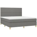 vidaXL Boxspringbett mit Matratze & LED Dunkelgrau 160x200 cm Stoff