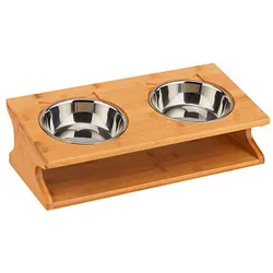 relaxdays Futterstation Hunde/Katzen braun 39,0 x 19,5 x 12,0 cm